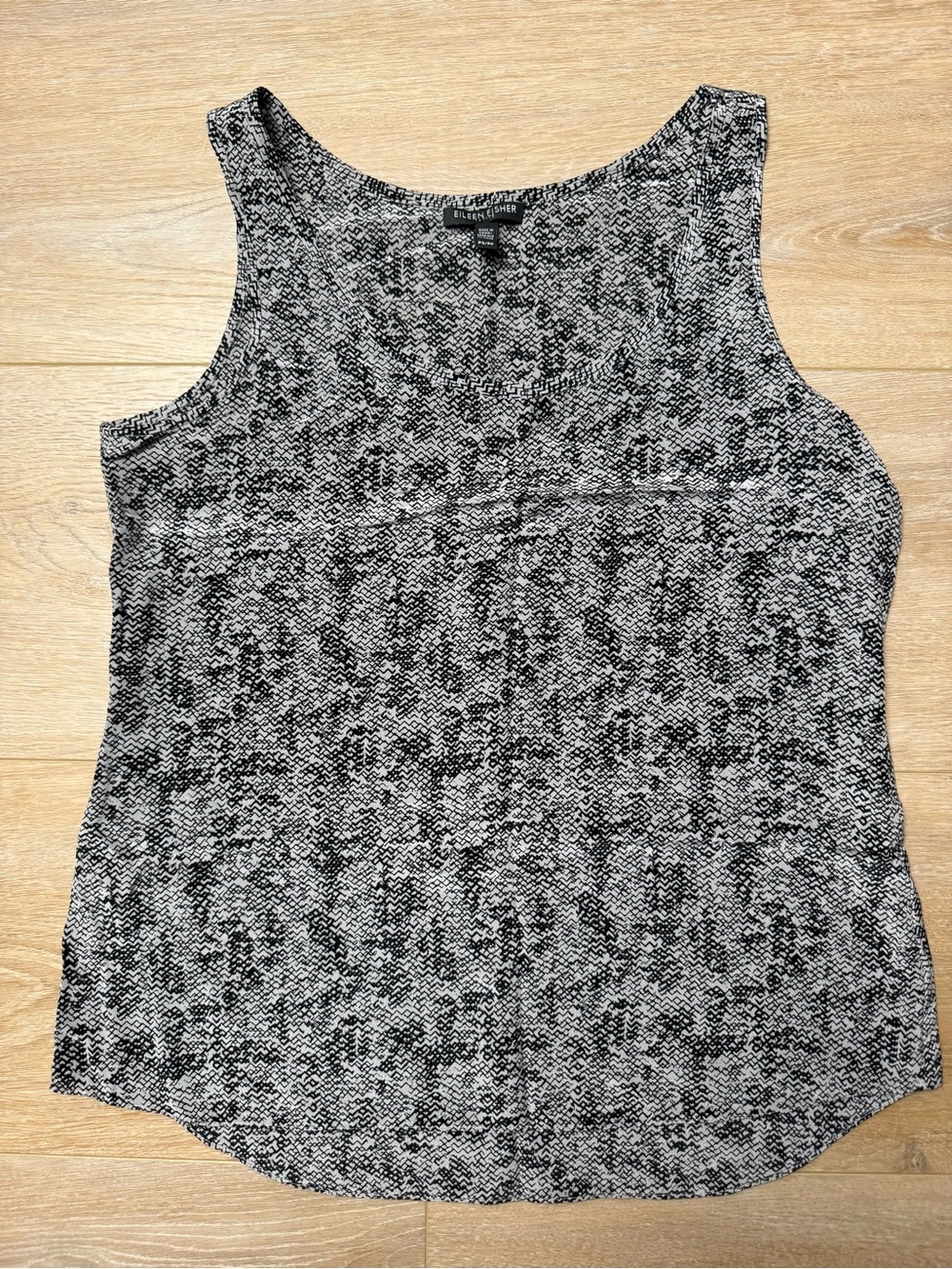 Eileen Fisher Tank Roadster Print, Snakeskin, Silk Crepe de Chine Petite Small